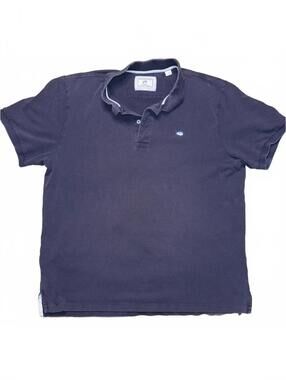Southern Tide Polo Shirt Mens navy Blue Solid Skipjack sz XL Fish Logo Preppy